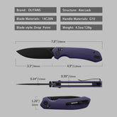 G031 Folding Camping Knife, Crossbar Lock Folding Pocket Knife, 3.3" 14C28N Sandvik Blade for Hiking, EDC 4.5oz